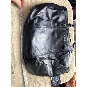 coach navy blue leather handbag